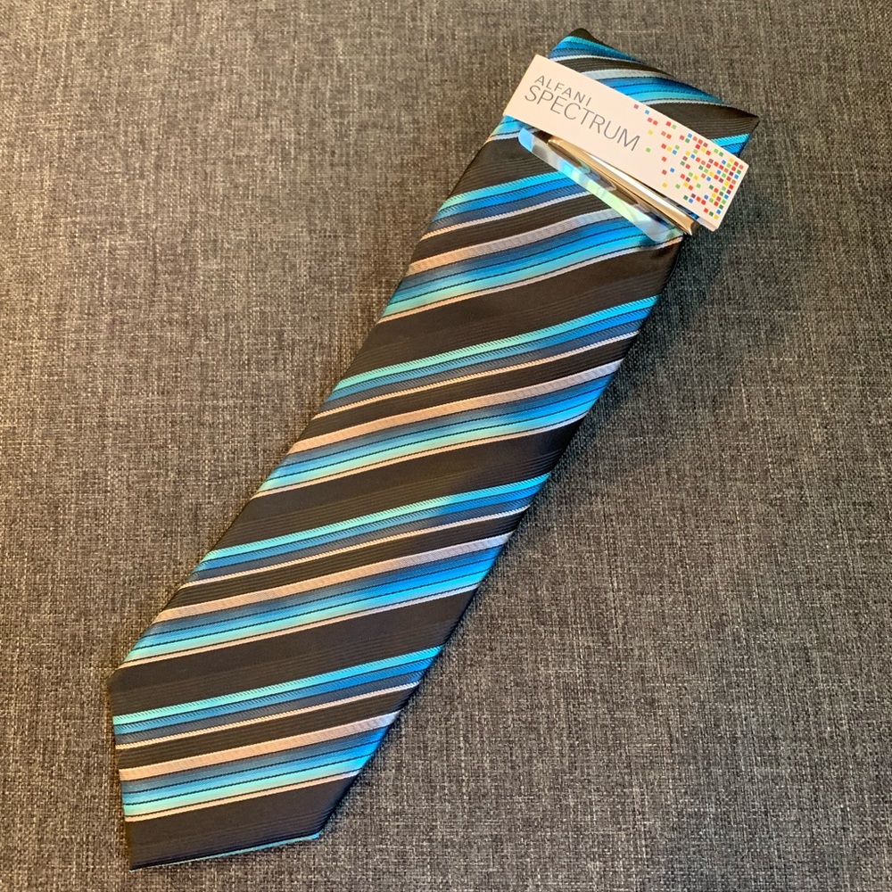 NWT Alfani tie in stripes blue, silver and black